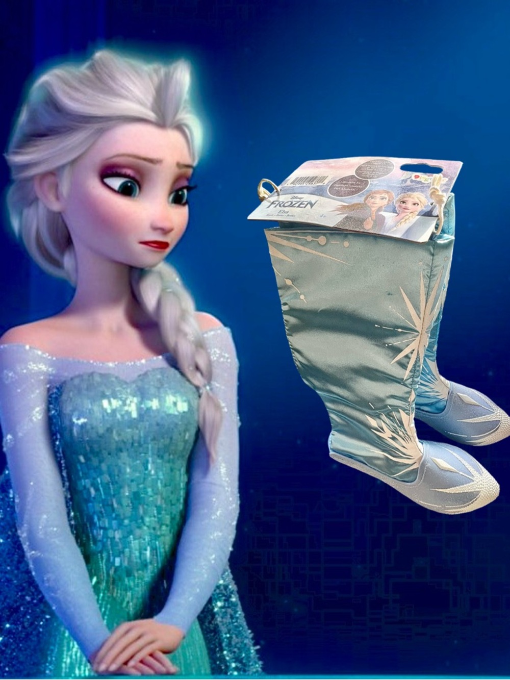 NWT Disney Disguise Frozen Elsa Light Blue Sparkle Boots Child 4-13- Adjustable